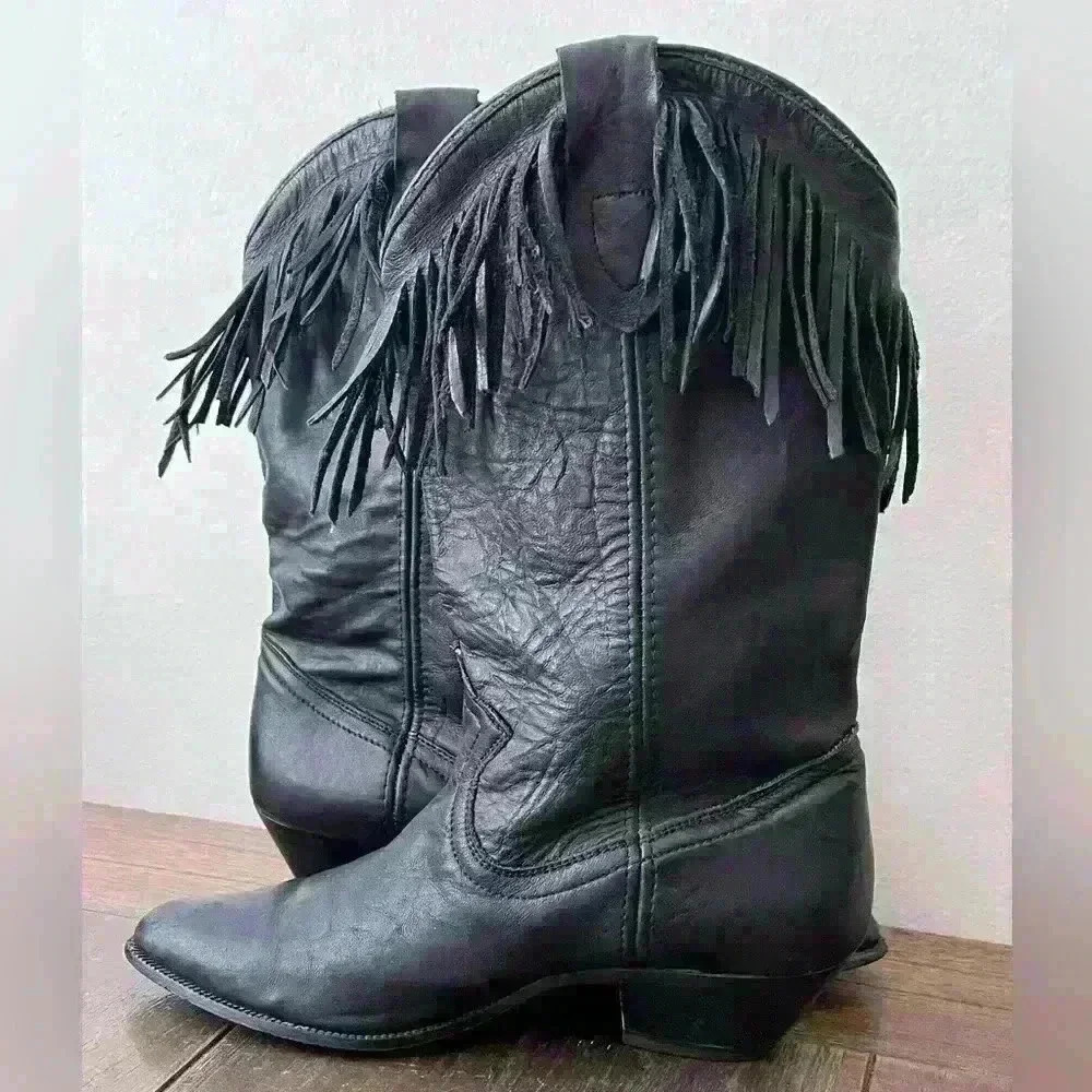 Vintage Acme Fringe Western Boots Made in Mexico Womens size 5 - Picture 7 of 10